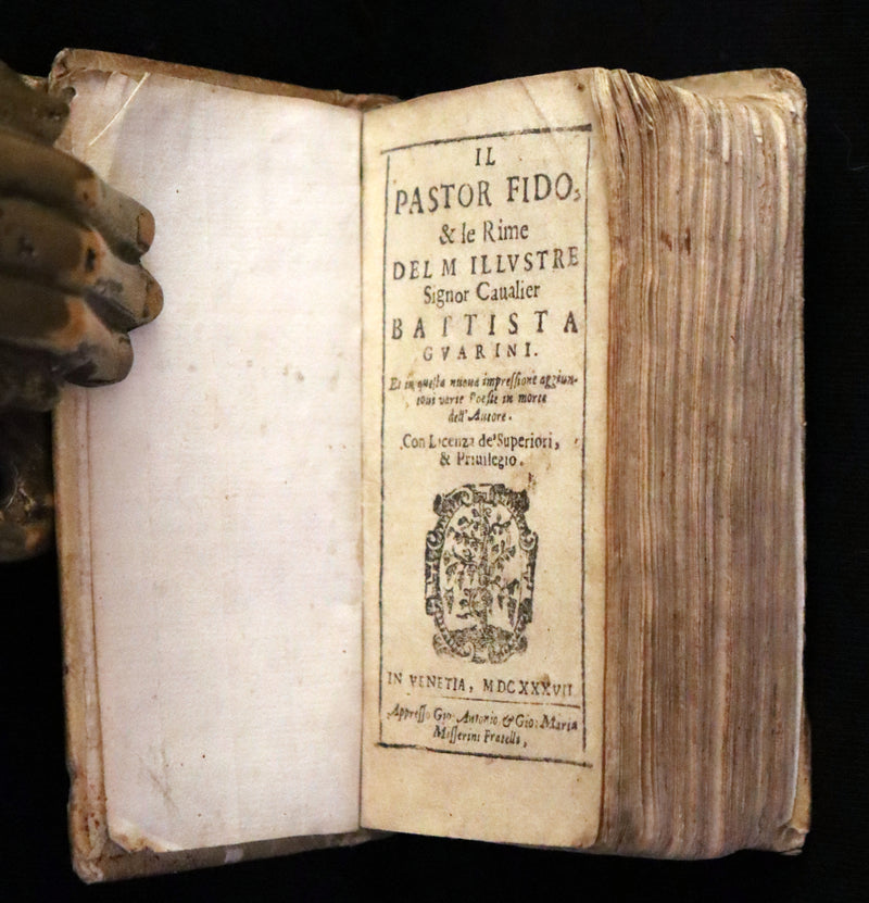 1637 Scarce Italian Book - IL PASTOR FIDO by Giovanni Battista Guarini. illustrated.