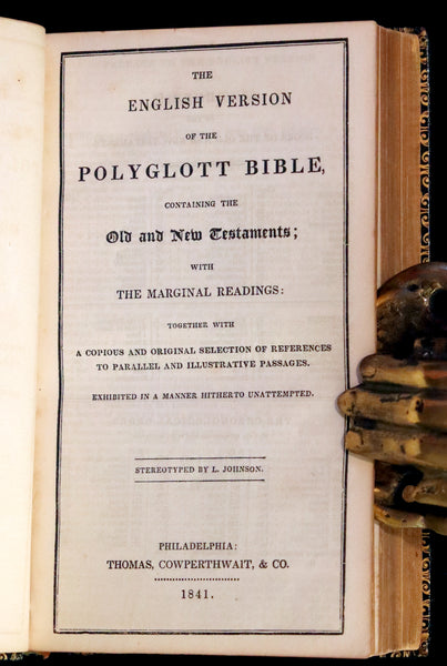 1841 Beautiful Binding - The Polyglott BIBLE, Containing the Old and New Testaments.