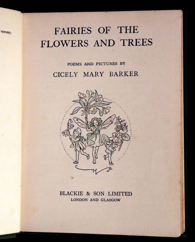 1950 Rare Cicely Mary Barker Book - FAIRIES OF THE FLOWERS AND TREES. First Edition.