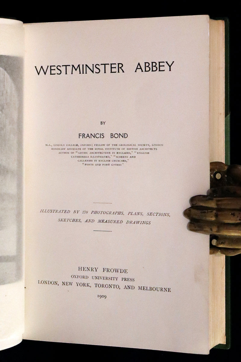 1909 Rare Architecture First Edition Bound by Sangorski - WESTMINSTER ABBEY by Francis Bond.