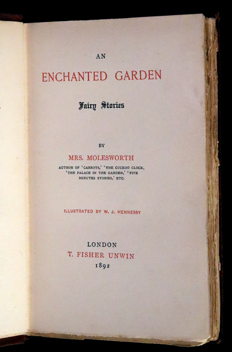 1892 Scarce First Edition - AN ENCHANTED GARDEN, Fairy Stories by Mary Louisa Molesworth illustrated by William John Hennessy.