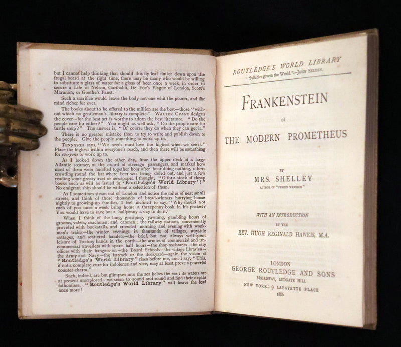 1886 Scarce Early Edition - FRANKENSTEIN or The Modern Prometheus by Mary Shelley.