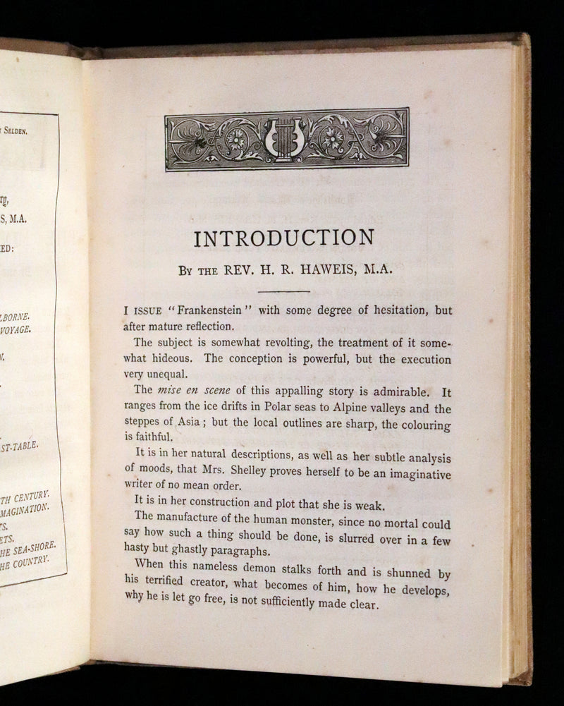 1886 Scarce Early Edition - FRANKENSTEIN or The Modern Prometheus by Mary Shelley.