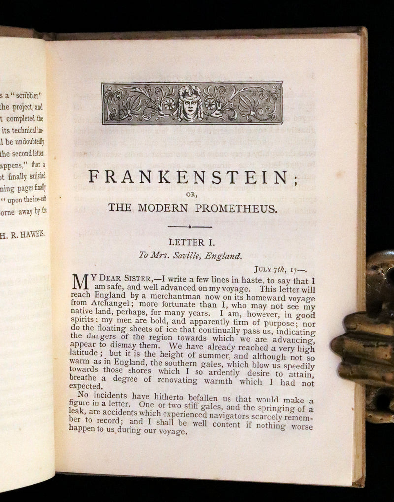 1886 Scarce Early Edition - FRANKENSTEIN or The Modern Prometheus by Mary Shelley.