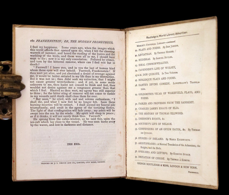 1886 Scarce Early Edition - FRANKENSTEIN or The Modern Prometheus by Mary Shelley.