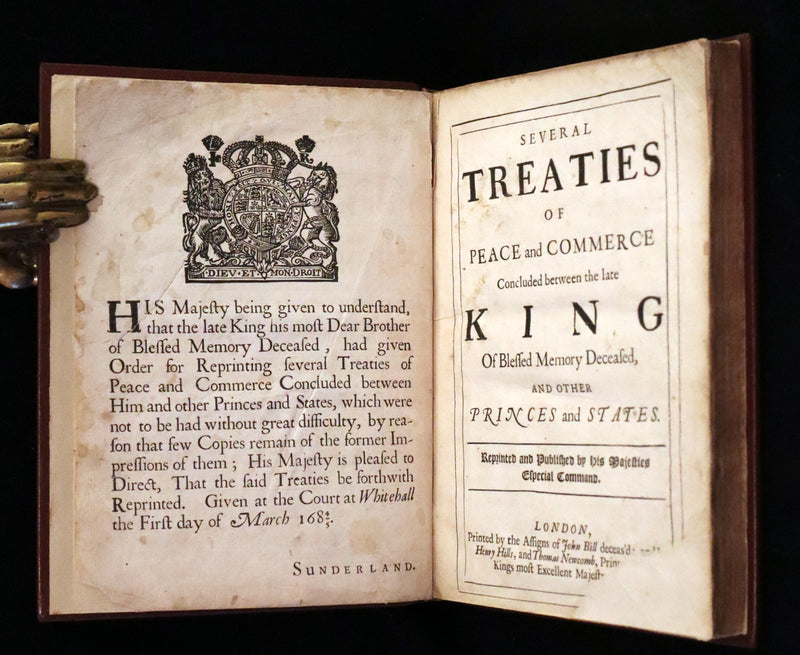 1686 First Edition - TREATY OF AMERICAN NEUTRALITY - Treaty of Whitehall between France and England. (Bound With) SEVERAL TREATIES OF PEACE .