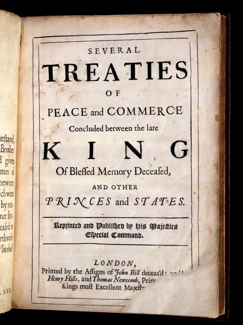1686 First Edition - TREATY OF AMERICAN NEUTRALITY - Treaty of Whitehall between France and England. (Bound With) SEVERAL TREATIES OF PEACE .