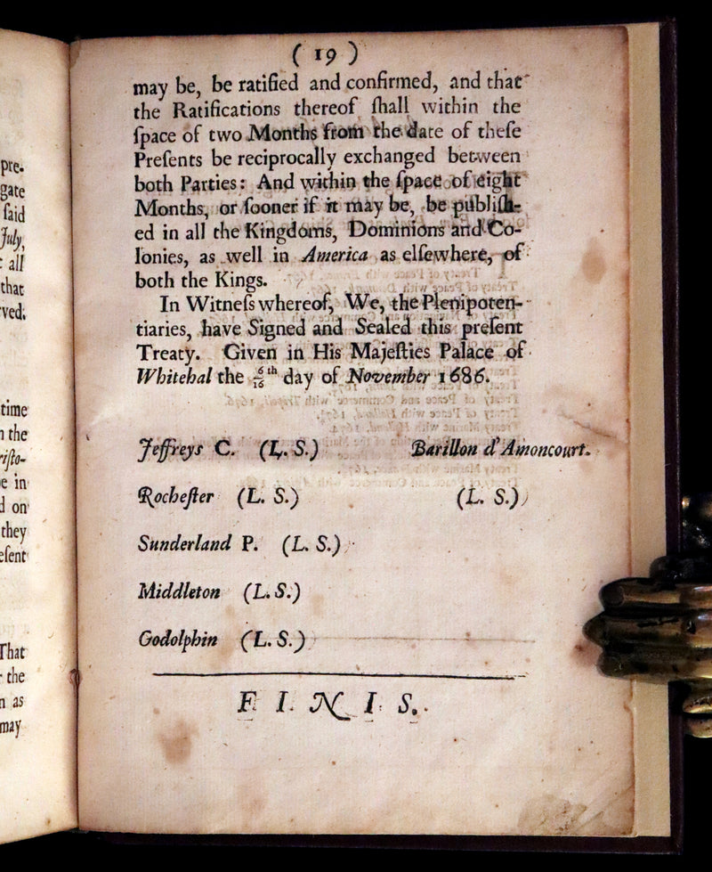 1686 First Edition - TREATY OF AMERICAN NEUTRALITY - Treaty of Whitehall between France and England. (Bound With) SEVERAL TREATIES OF PEACE .
