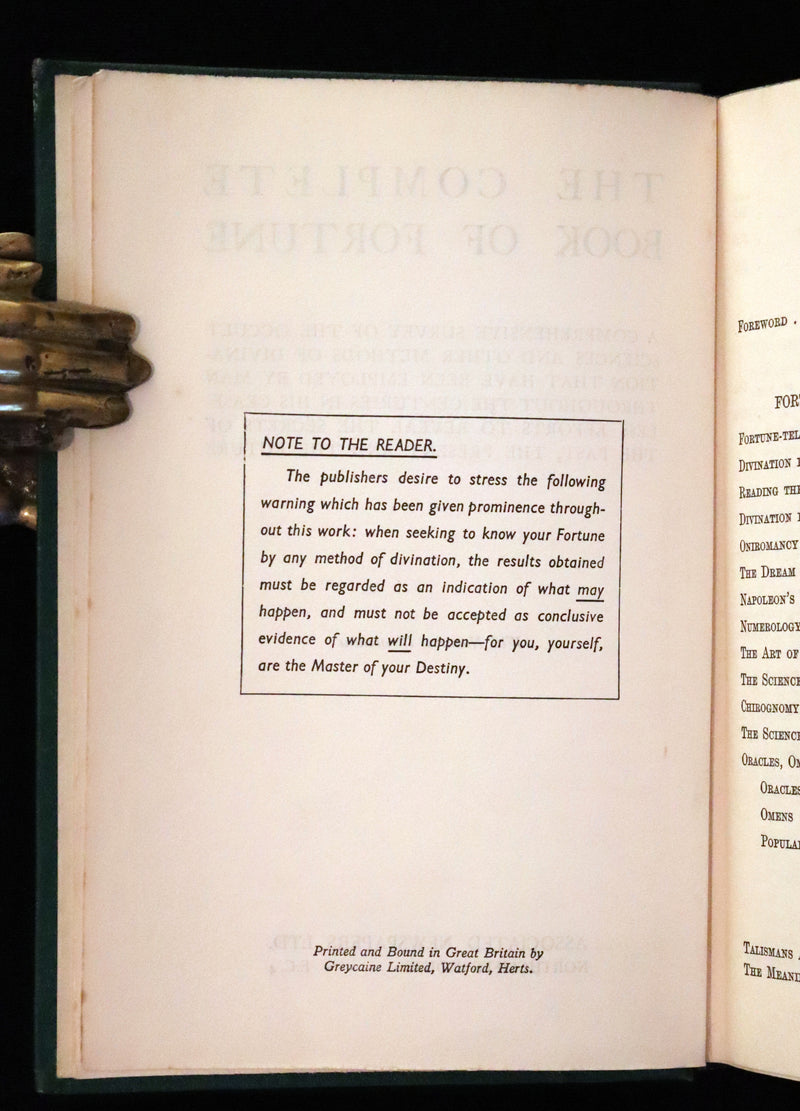1930 Rare Book - The Complete Book of Fortune A Comprehensive Survey Of The Occult Sciences & Other Methods Of Divination.