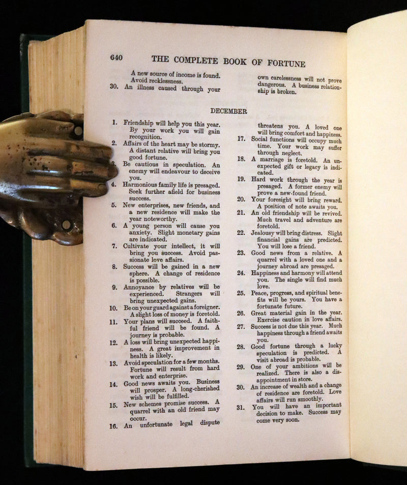 1930 Rare Book - The Complete Book of Fortune A Comprehensive Survey Of The Occult Sciences & Other Methods Of Divination.