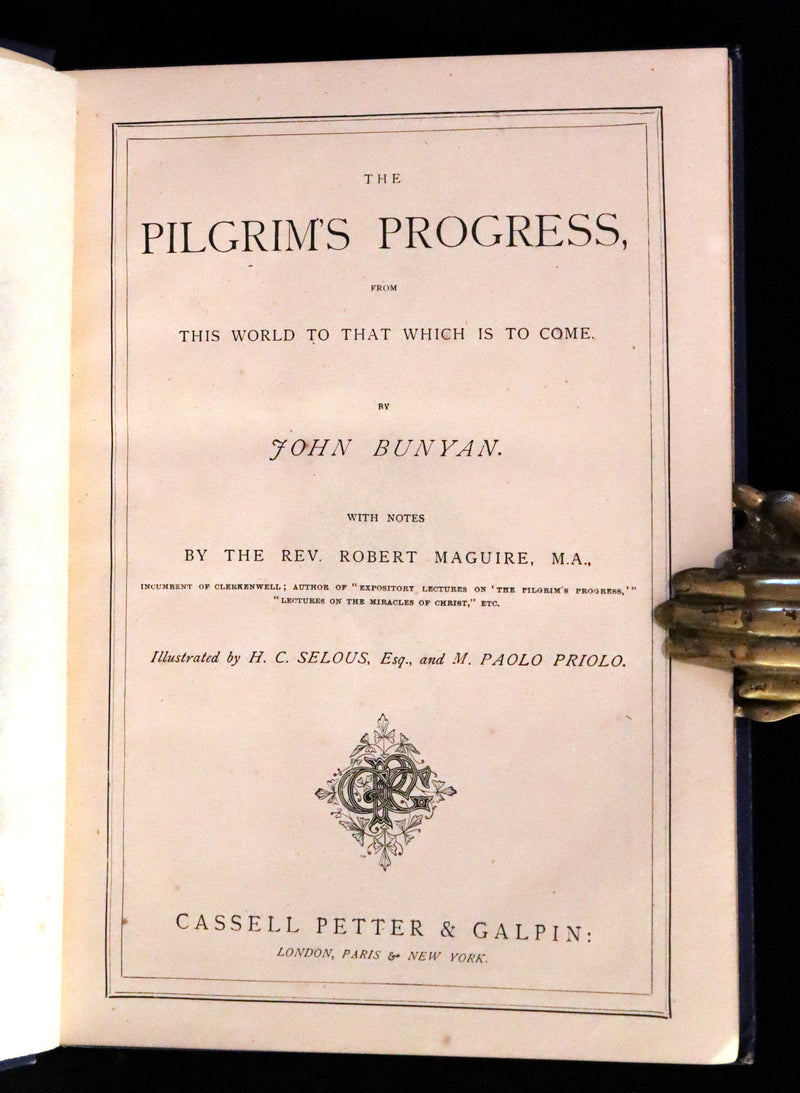 1876 Rare Victorian Book - The Pilgrim's Progress illustrated by Henry Courtney Selous & M. Paolo Priolo.