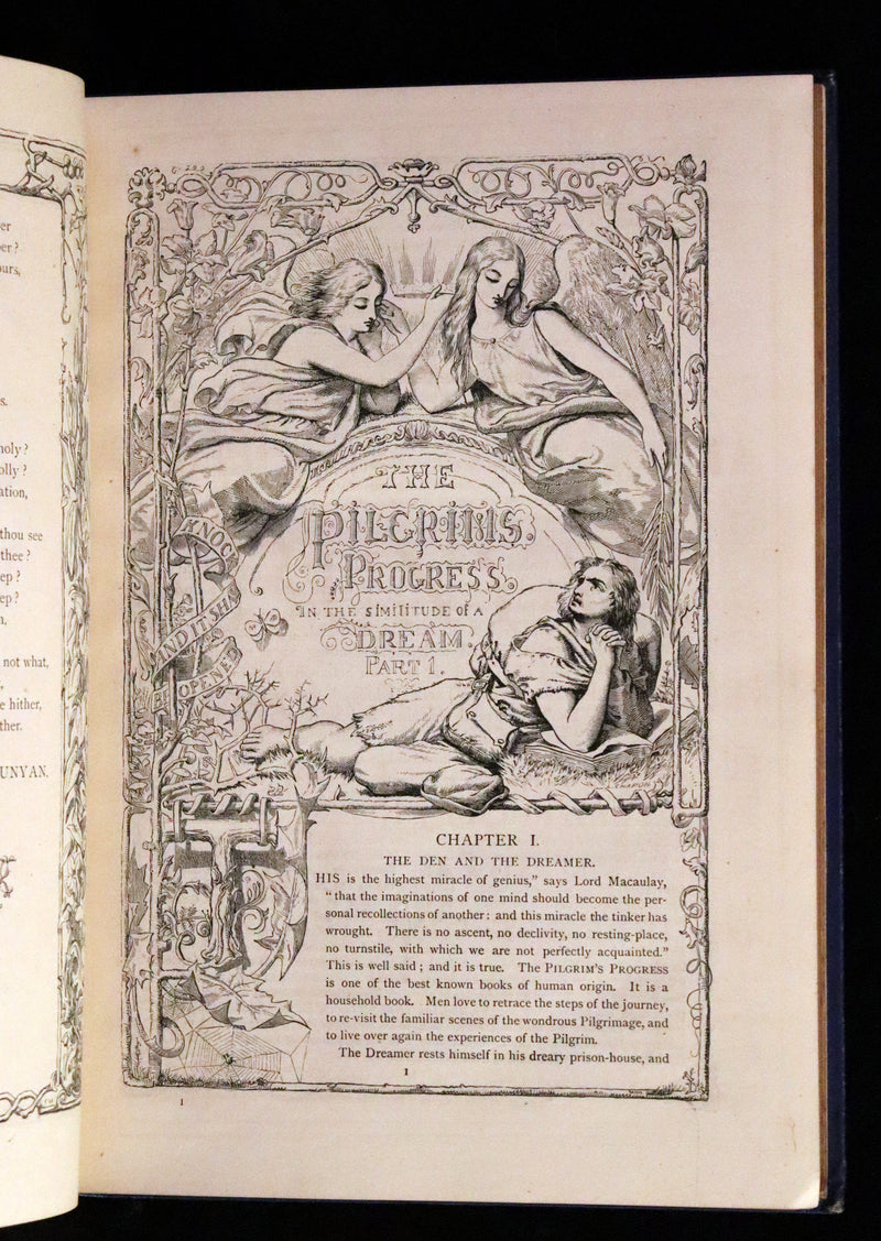 1876 Rare Victorian Book - The Pilgrim's Progress illustrated by Henry Courtney Selous & M. Paolo Priolo.
