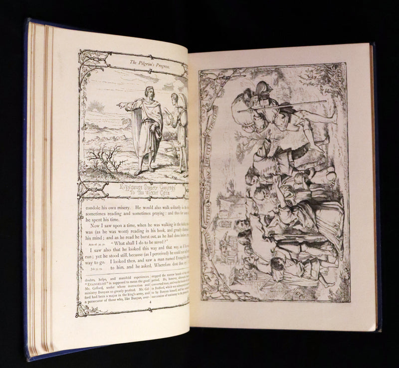 1876 Rare Victorian Book - The Pilgrim's Progress illustrated by Henry Courtney Selous & M. Paolo Priolo.