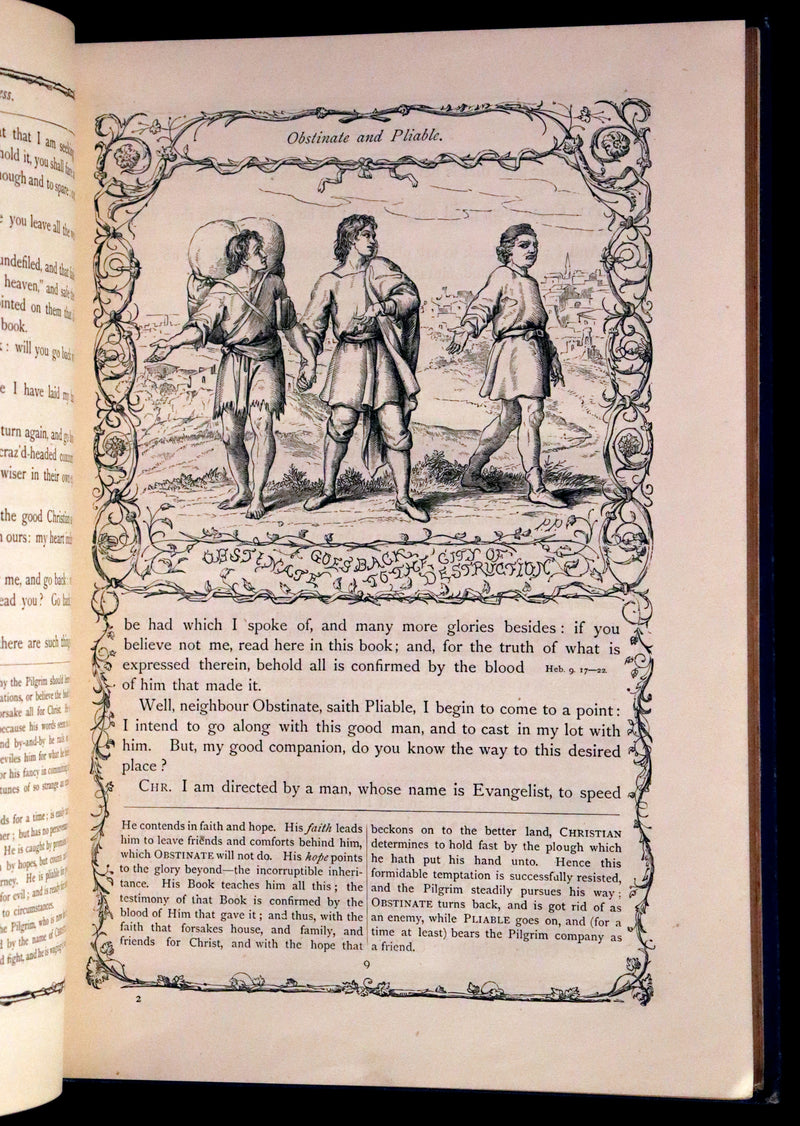1876 Rare Victorian Book - The Pilgrim's Progress illustrated by Henry Courtney Selous & M. Paolo Priolo.