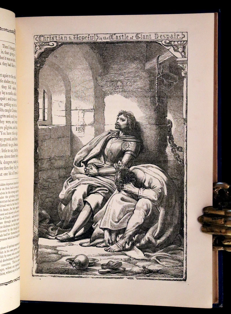 1876 Rare Victorian Book - The Pilgrim's Progress illustrated by Henry Courtney Selous & M. Paolo Priolo.