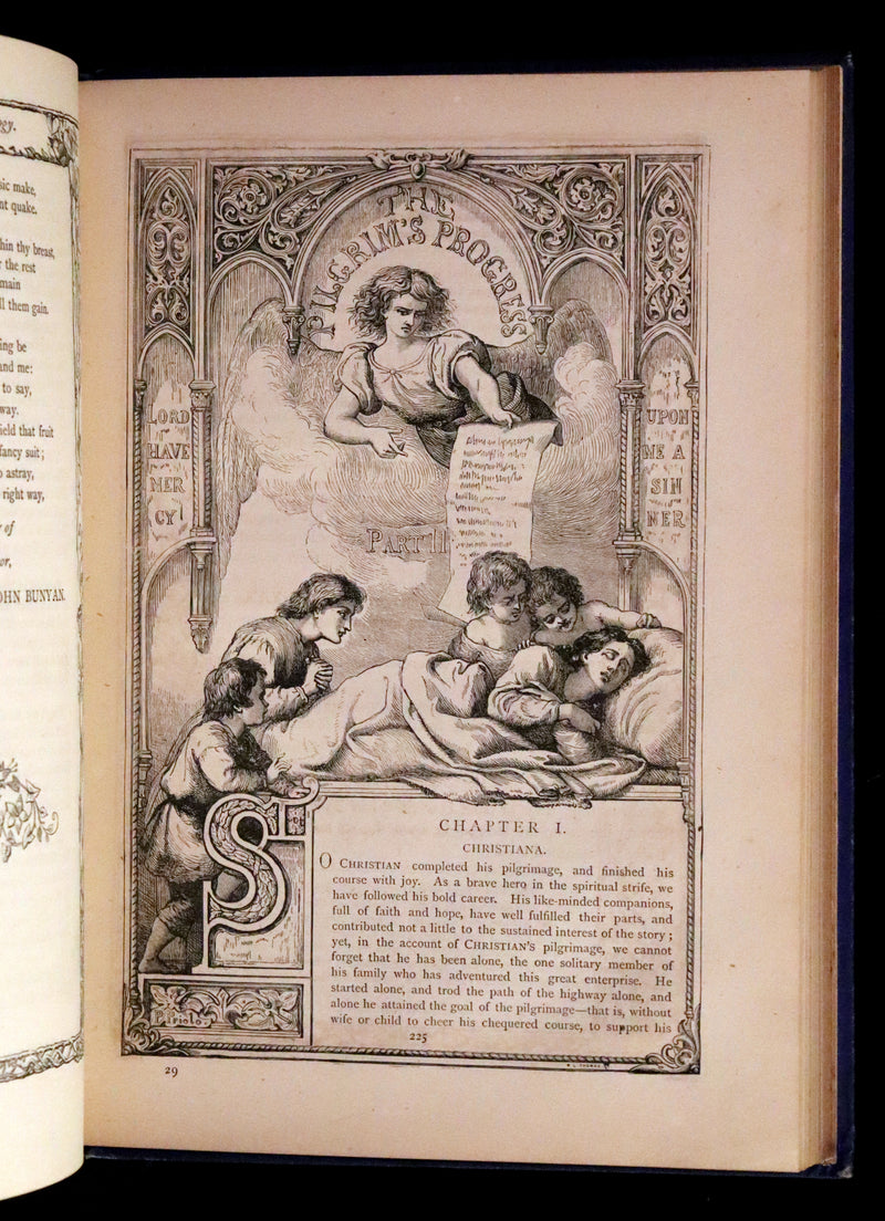 1876 Rare Victorian Book - The Pilgrim's Progress illustrated by Henry Courtney Selous & M. Paolo Priolo.