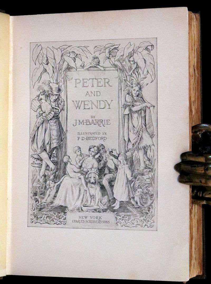 1911 Rare PETER PAN First Edition - PETER and WENDY by J.M. Barrie illustrated by F.D. Bedford.