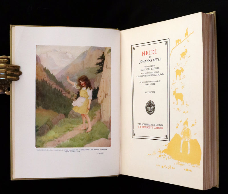 1919 Rare Book - HEIDI by Johanna Spyri illustrated in color by Maria L. Kirk. The Gift Edition.