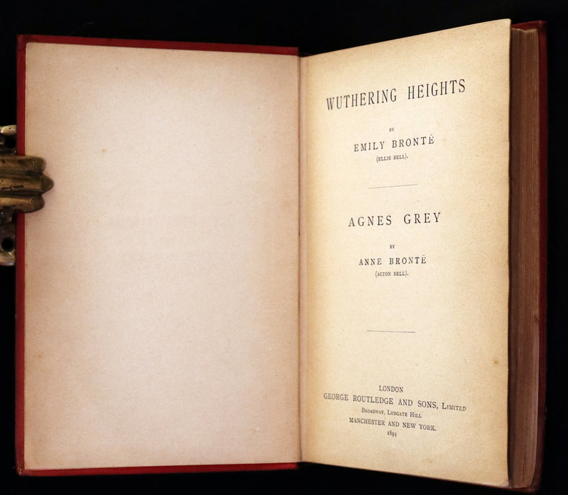 1894 Scarce Edition - WUTHERING HEIGHTS by Emily Brontë (Ellis Bell), And Agnes Grey by Anne Brontë (Acton Bell).