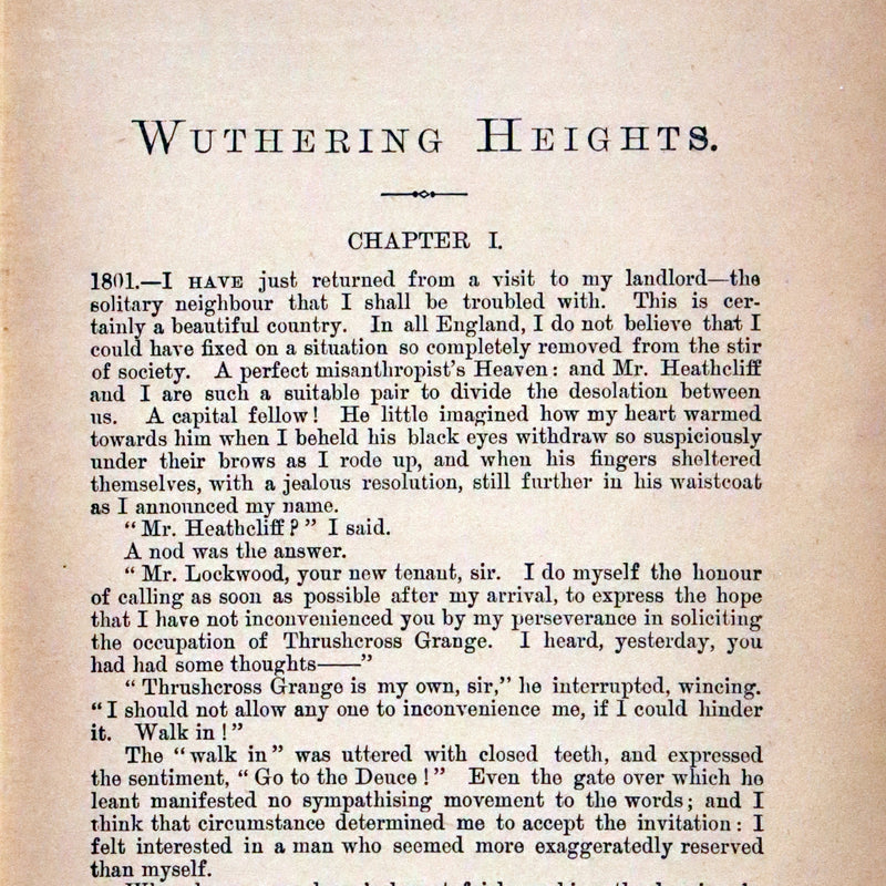 1894 Scarce Edition - WUTHERING HEIGHTS by Emily Brontë (Ellis Bell), And Agnes Grey by Anne Brontë (Acton Bell).