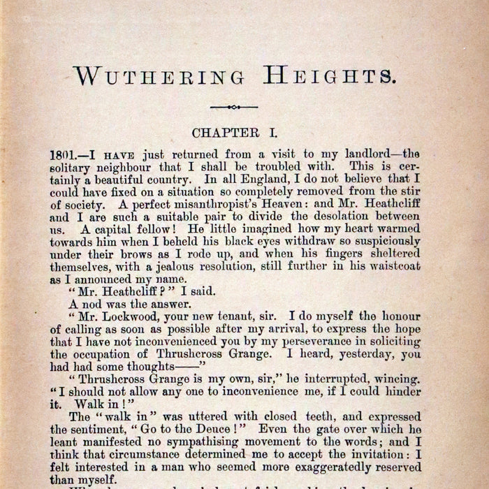 1894 Scarce Edition - WUTHERING HEIGHTS by Emily Brontë (Ellis Bell), And Agnes Grey by Anne Brontë (Acton Bell).