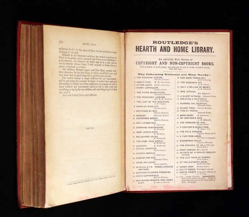 1894 Scarce Edition - WUTHERING HEIGHTS by Emily Brontë (Ellis Bell), And Agnes Grey by Anne Brontë (Acton Bell).