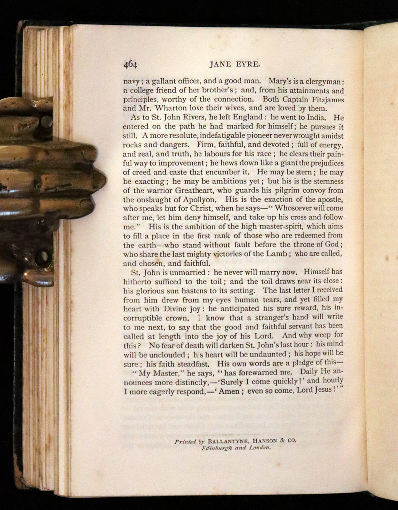1888 Rare Victorian Book - JANE EYRE, An Autobiography by Currer Bell (CHARLOTTE BRONTË).