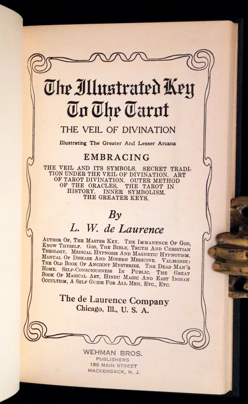 1918 Rare First Edition - The Illustrated KEY to the TAROT, The Veil of Divination by de Laurence.