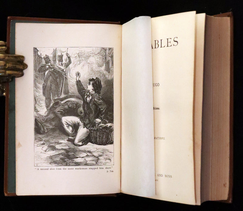 1885 Rare Victorian Book - Les MISERABLES by Victor Hugo. Illustrated.