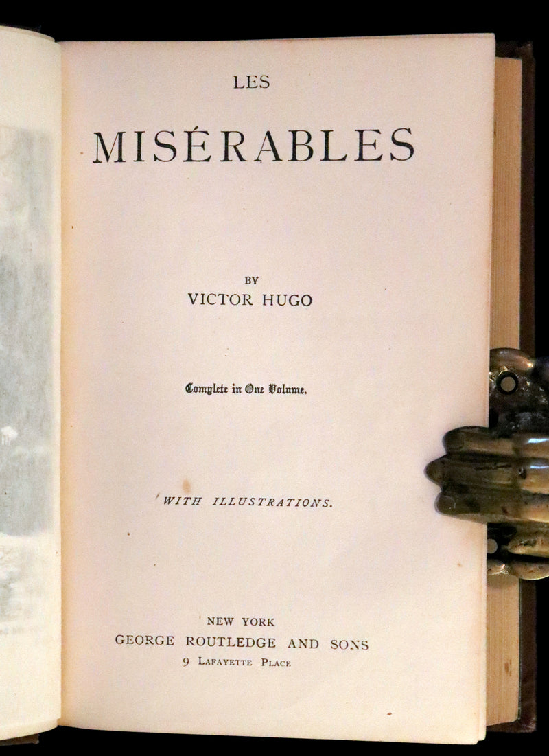1885 Rare Victorian Book - Les MISERABLES by Victor Hugo. Illustrated.