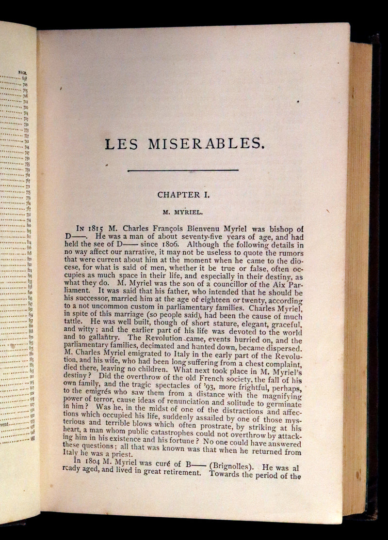 1885 Rare Victorian Book - Les MISERABLES by Victor Hugo. Illustrated.