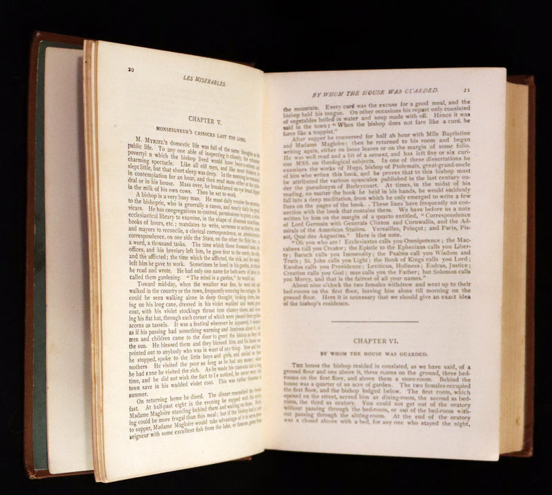 1885 Rare Victorian Book - Les MISERABLES by Victor Hugo. Illustrated.