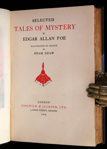 1909 Rare 1stED bound by Bayntun - Edgar Allan Poe Selected TALES OF MYSTERY illustrated by BYAM SHAW.