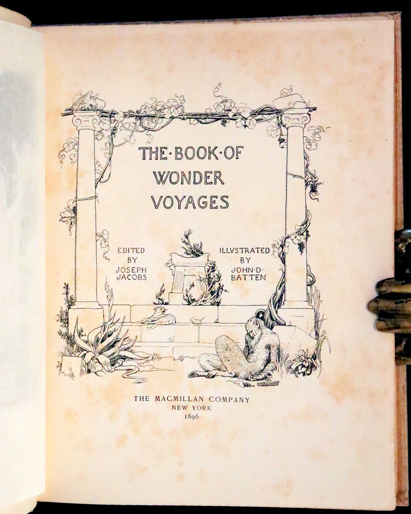 1896 Rare First Edition - The BOOK of WONDER VOYAGES by Joseph Jacobs Illustrated by J.D. Batten.