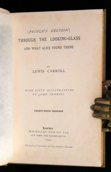 1896 Rare Victorian Book - Through the Looking Glass, and What Alice Found There by Lewis Carroll.