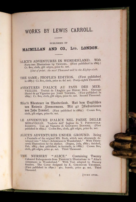 1896 Rare Victorian Book - Through the Looking Glass, and What Alice Found There by Lewis Carroll.