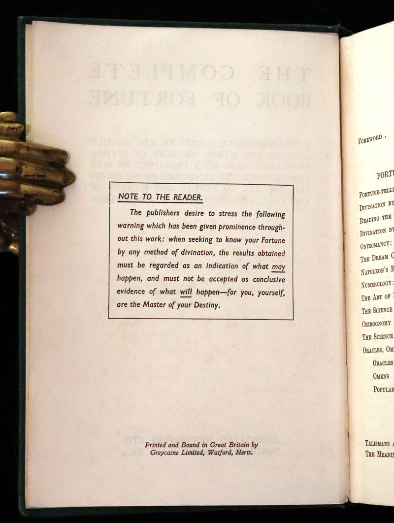 1935 Rare Book - The Complete Book of Fortune A Comprehensive Survey Of The Occult Sciences & Other Methods Of Divination.