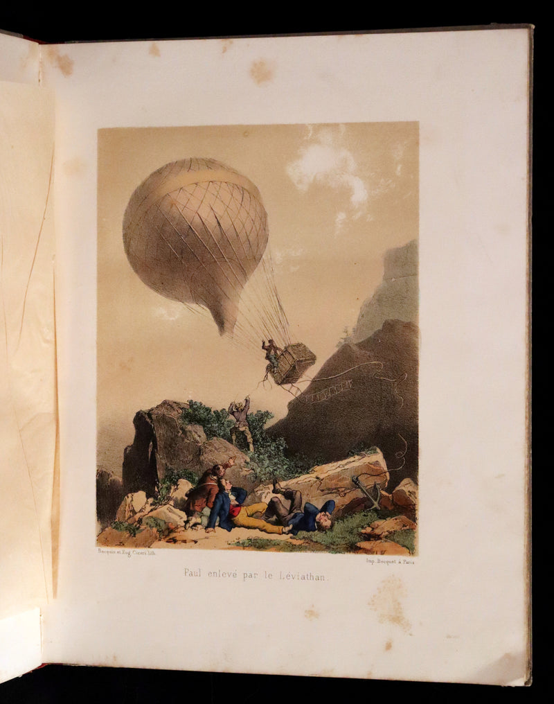 1870 Rare French Ballooning Book - Adventures of Paul Abducted by a Balloon (Aventures de Paul enlevé par un ballon).