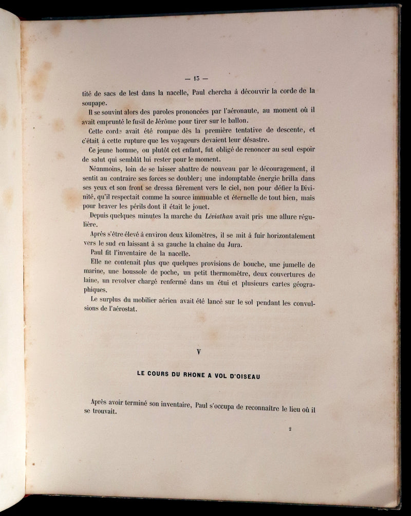 1870 Rare French Ballooning Book - Adventures of Paul Abducted by a Balloon (Aventures de Paul enlevé par un ballon).