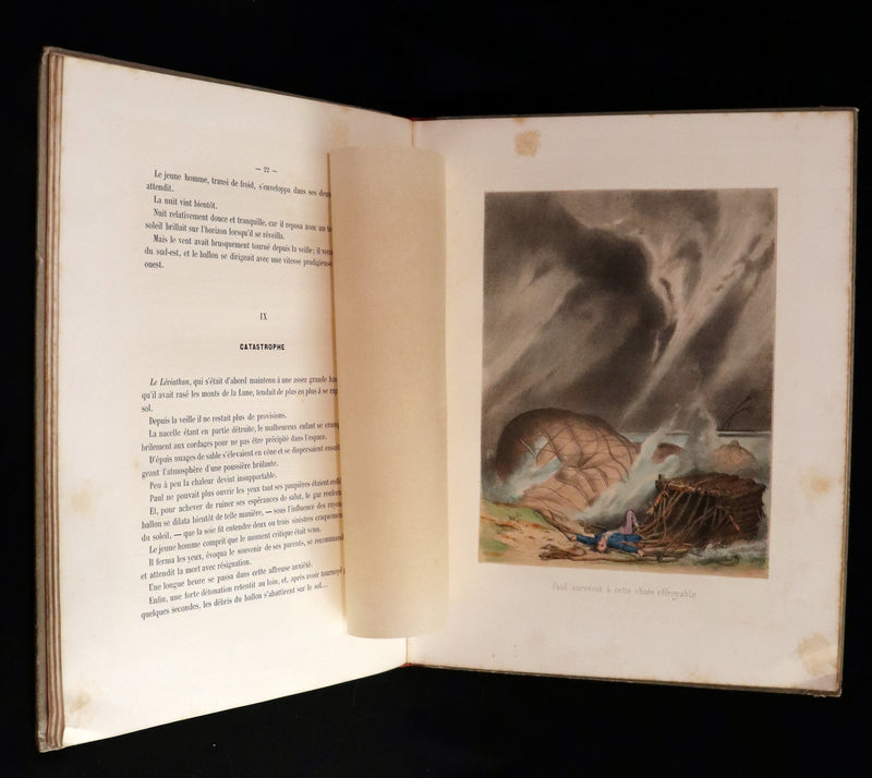 1870 Rare French Ballooning Book - Adventures of Paul Abducted by a Balloon (Aventures de Paul enlevé par un ballon).