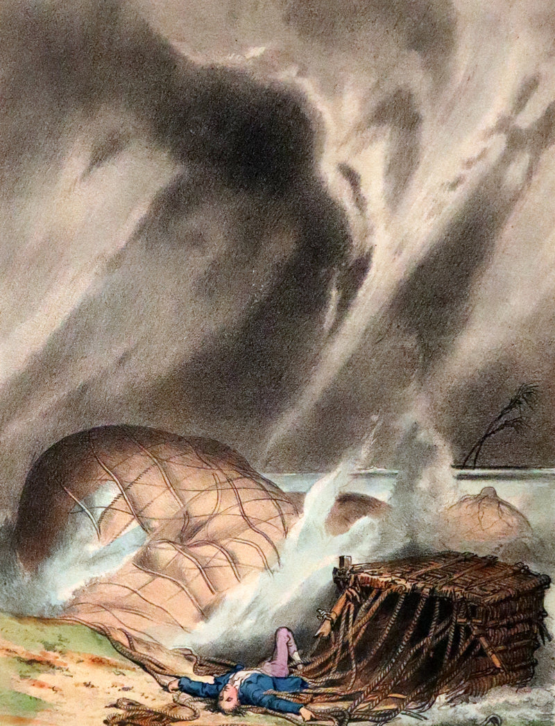 1870 Rare French Ballooning Book - Adventures of Paul Abducted by a Balloon (Aventures de Paul enlevé par un ballon).