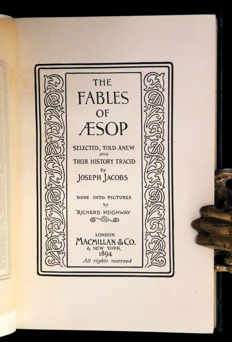 1894 Rare First Edition - The Fables of Aesop, beautifully Illustrated by Richard Heighway.