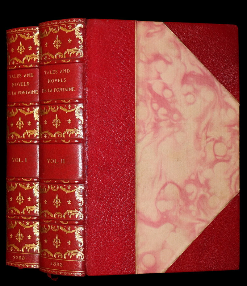 1883 Rare Limited De La Fontaine set - Tales and Novels in Verse. Extra Color illustrated by Eisen.