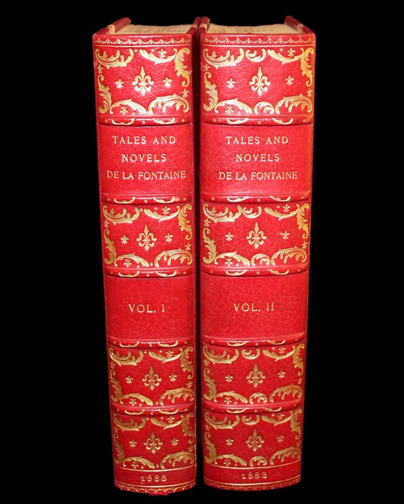 1883 Rare Limited De La Fontaine set - Tales and Novels in Verse. Extra Color illustrated by Eisen.