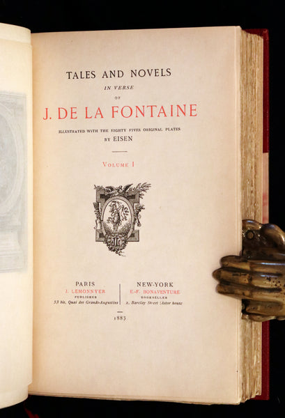 1883 Rare Limited De La Fontaine set - Tales and Novels in Verse. Extra Color illustrated by Eisen.