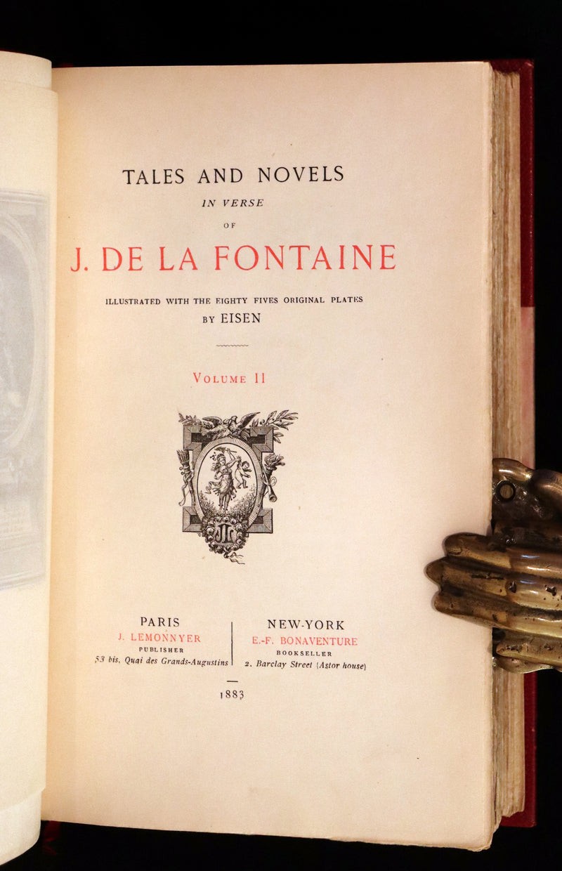 1883 Rare Limited De La Fontaine set - Tales and Novels in Verse. Extra Color illustrated by Eisen.