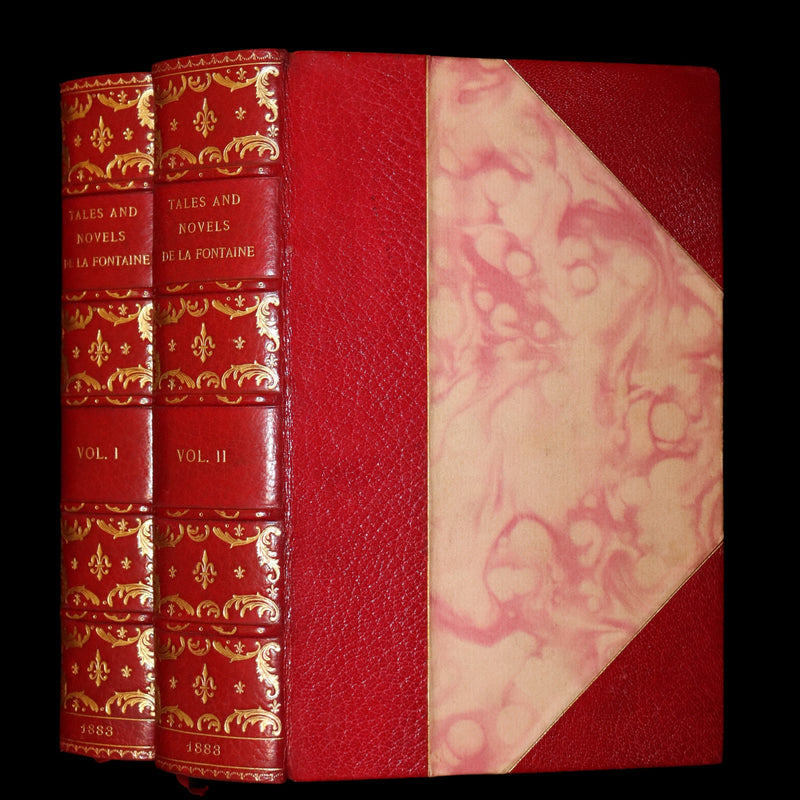 1883 Rare Limited De La Fontaine set - Tales and Novels in Verse. Extra Color illustrated by Eisen.