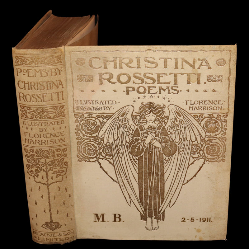 1910 Rare First Edition - POEMS BY CHRISTINA ROSSETTI Illustrated by Pre-Raphaelite FLORENCE HARRISON.
