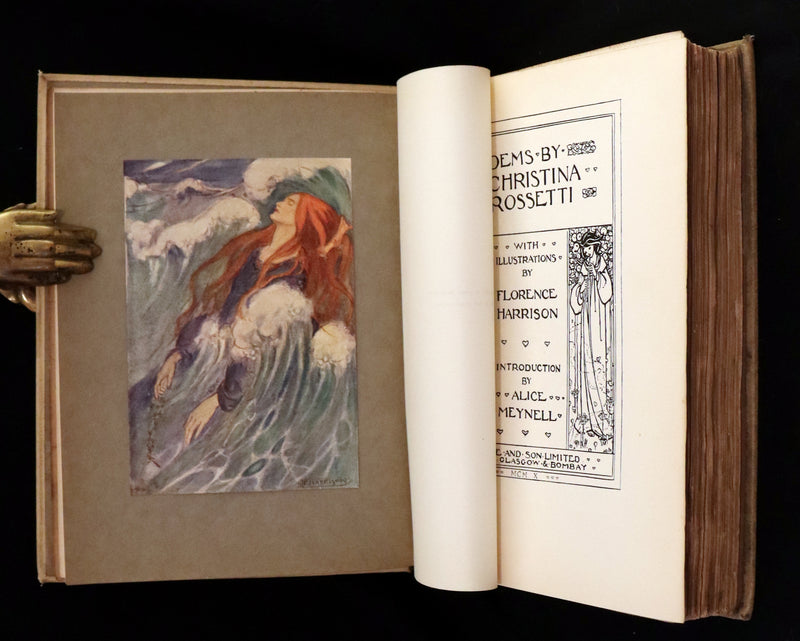 1910 Rare First Edition - POEMS BY CHRISTINA ROSSETTI Illustrated by Pre-Raphaelite FLORENCE HARRISON.