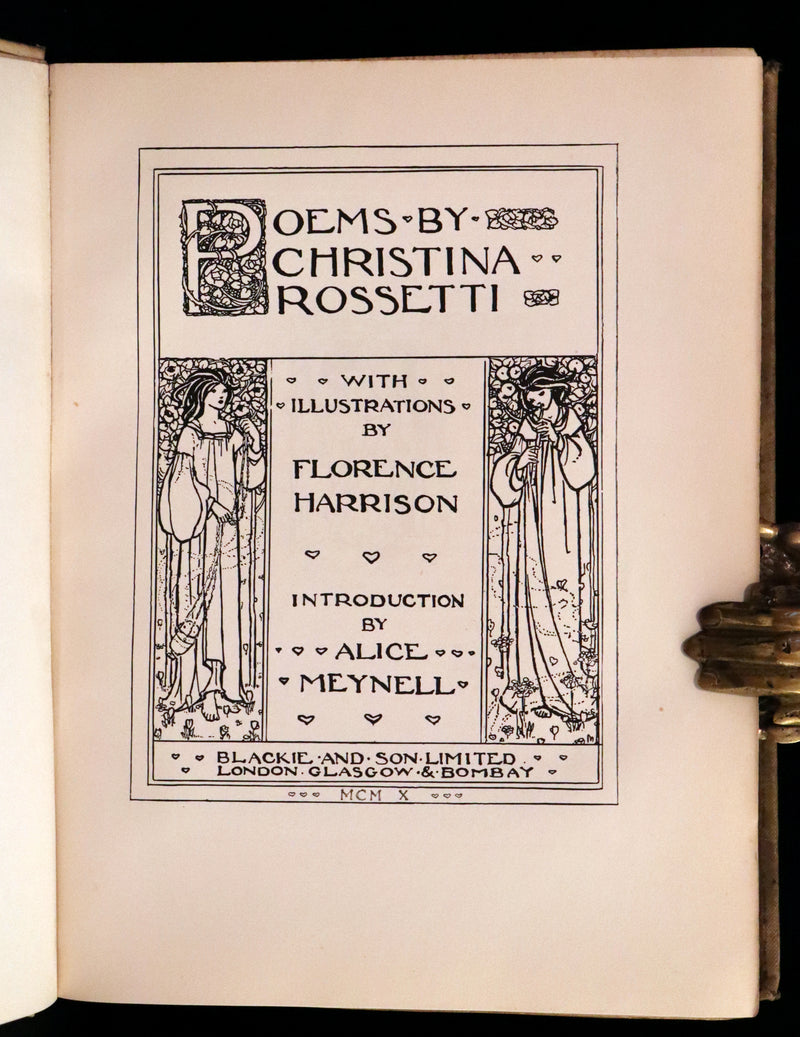 1910 Rare First Edition - POEMS BY CHRISTINA ROSSETTI Illustrated by Pre-Raphaelite FLORENCE HARRISON.